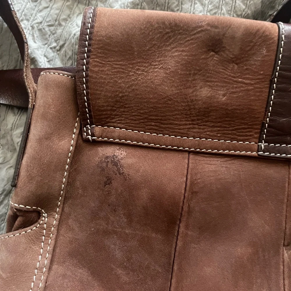 Eddie Bauer Unisex Brown Suede Leather Messenger Crossbody Bag